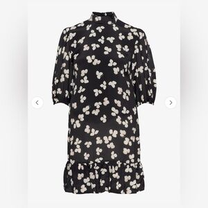 The Kooples Black Naive Flowers Dress with White Floral Design